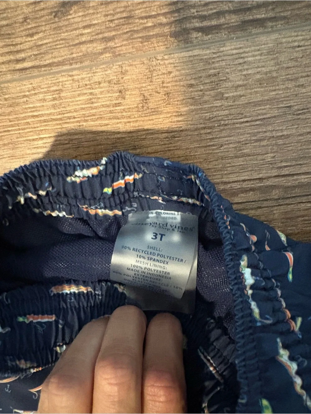 Red Vineyard Vines Navy Fish Print Kids Swim Shorts